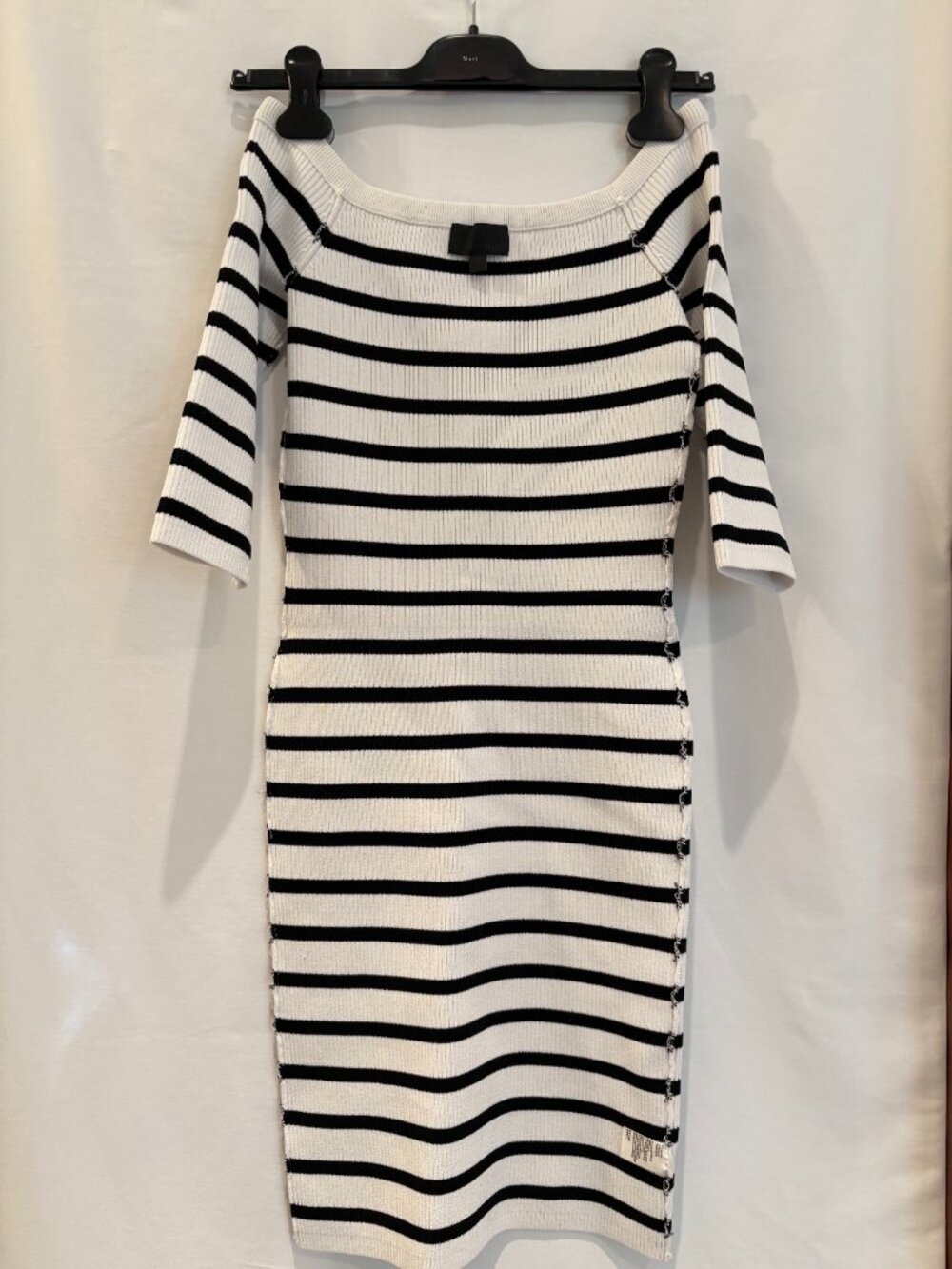 Intermix, Off-Shoulder Ribbed Striped Midi Bodycon Dress | Size: S - Picture 3 of 6